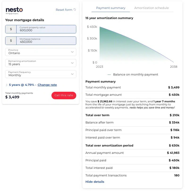 Mortgage monthly payment simulation