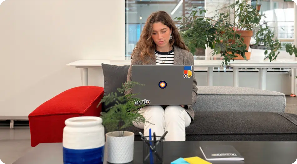 woman working on laptop background image