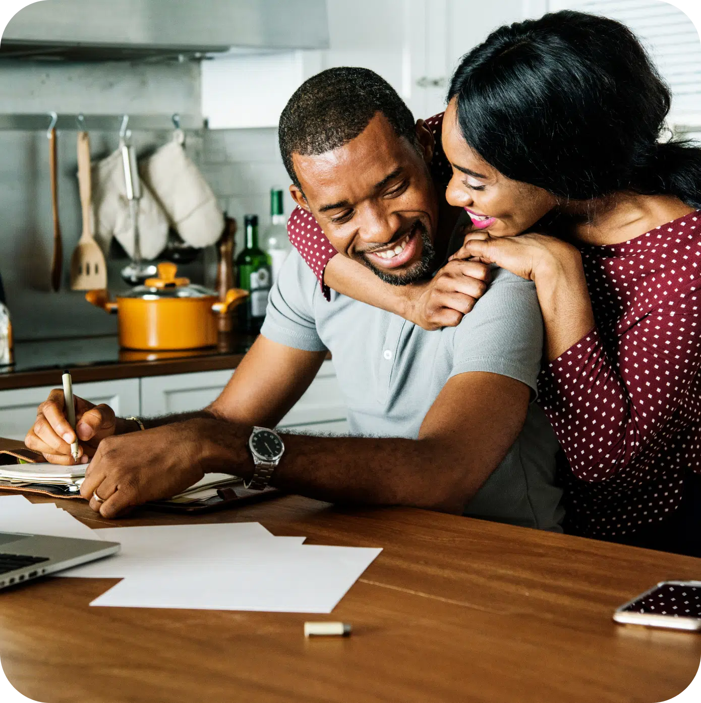 Happy couple getting a mortgage